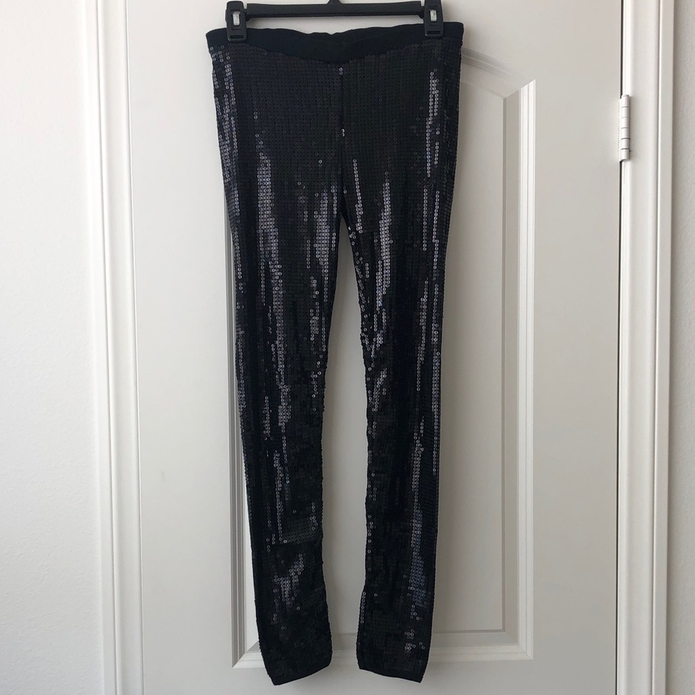 Black Sequin Leggings - Women's Sparkle Skinny Leggings